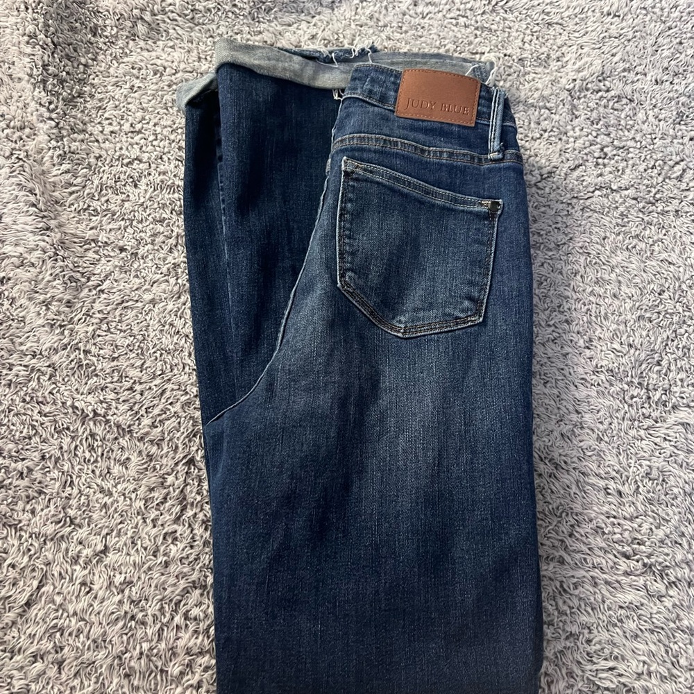 Judy Blue Dark Indigo Ripped Straight Leg Jeans - Picture 4 of 4